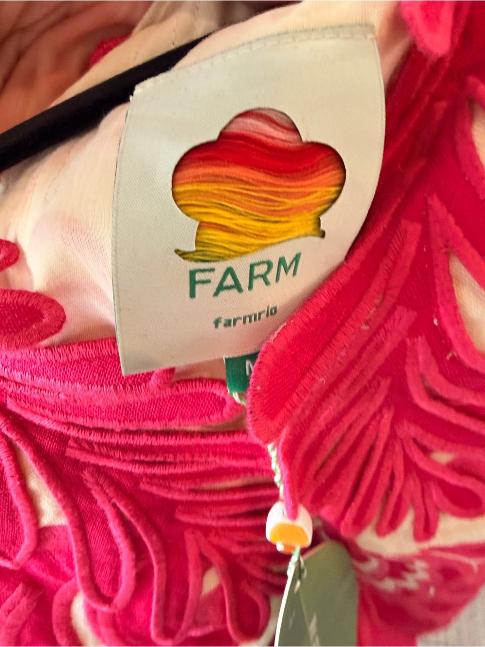 FARM RIO Women's Pink Spring Arabesc Embroidered Mini Dress Size M - Picture 11 of 12